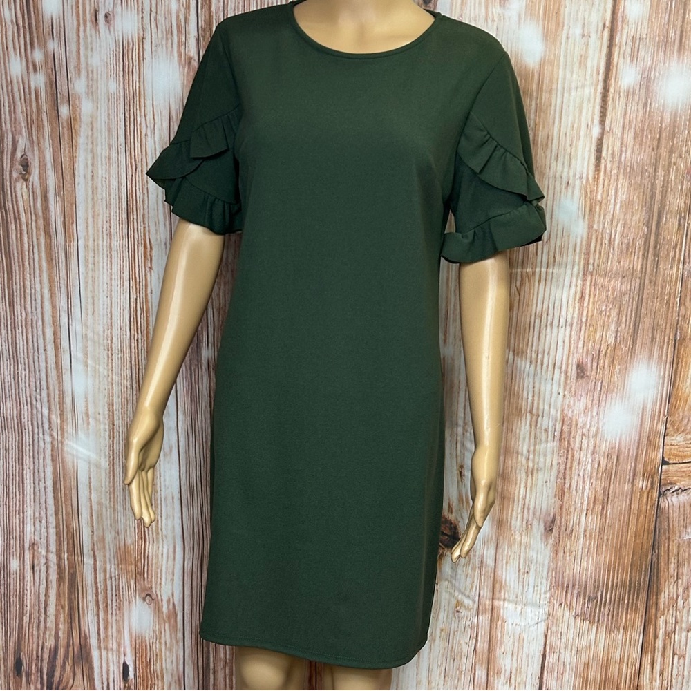 Ces Femme Ruffled Sleeve‎ Shift Dress